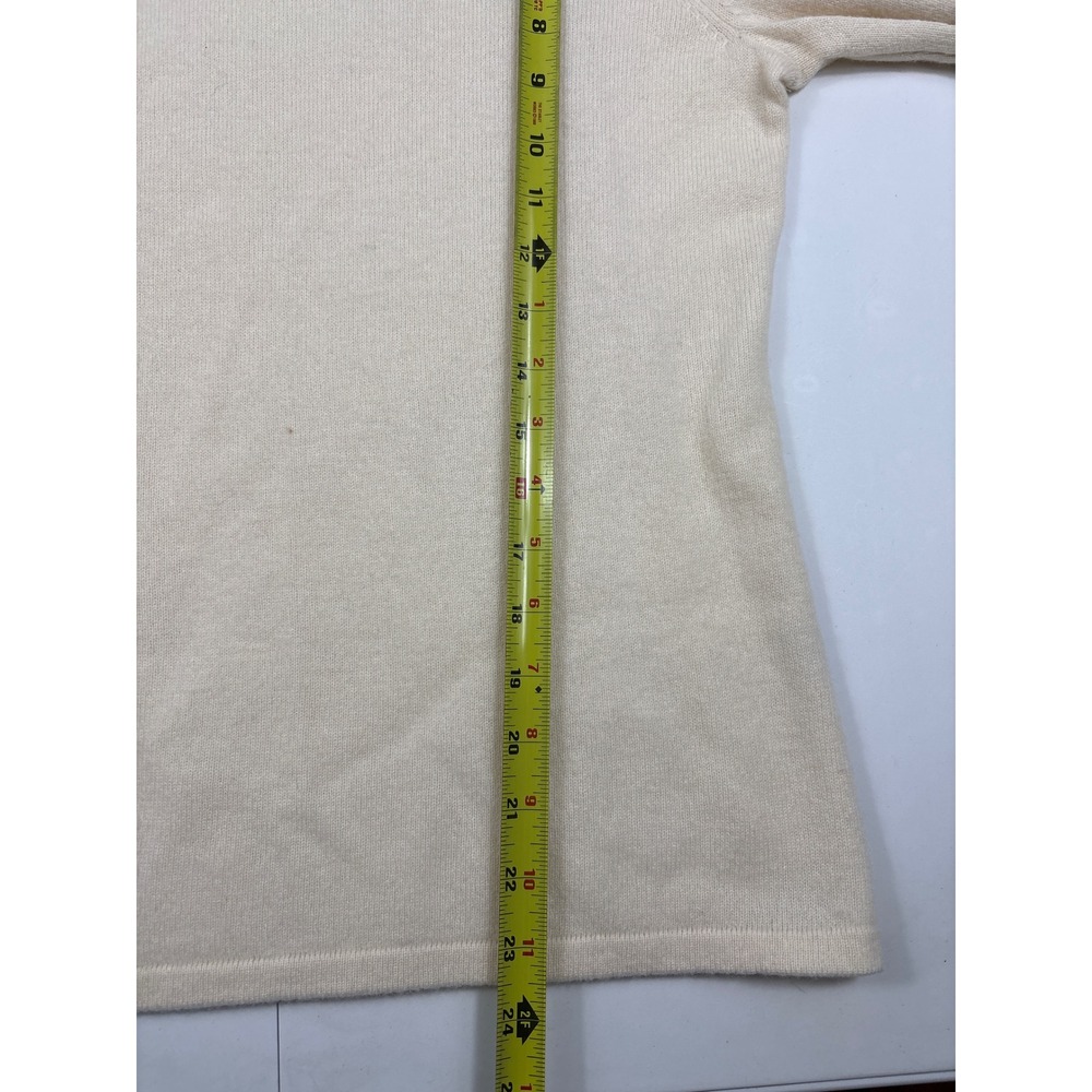 Lord & Taylor Womens 100% Cashmere Turtleneck Sweater Cream Off-White Large - Picture 8 of 9